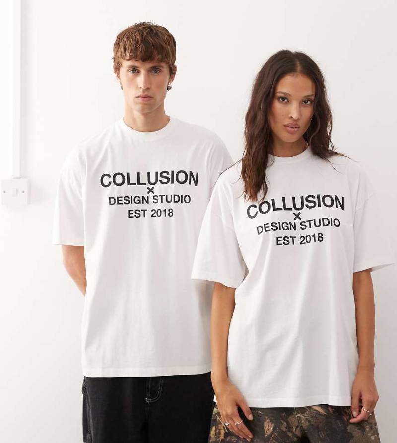 COLLUSION - Unisex - T-Shirt mit Logo in Weiß von Collusion