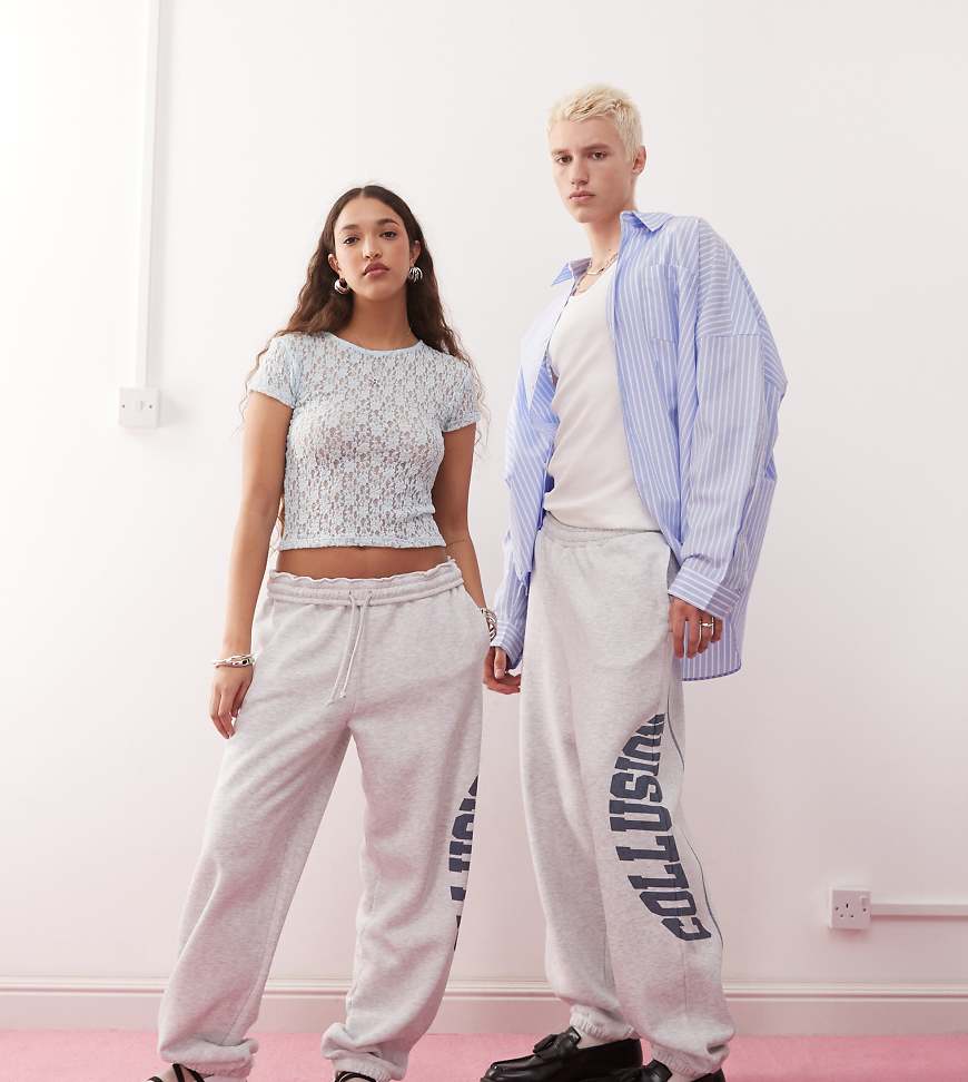COLLUSION Unisex - Weite Jogginghose aus gewaschenem Material mit Kontrastnaht-Blau COLLUSION Unisex - Weite Jogginghose aus gewaschenem Material mit Kontrastnaht-Blau von Collusion