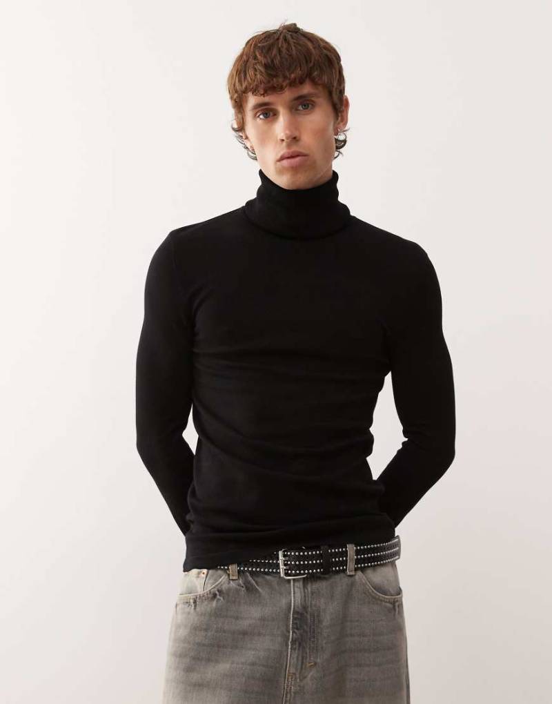 COLLUSION - Weicher Strickpullover in Schwarz mit Rollkragen-Keine Farbe von Collusion