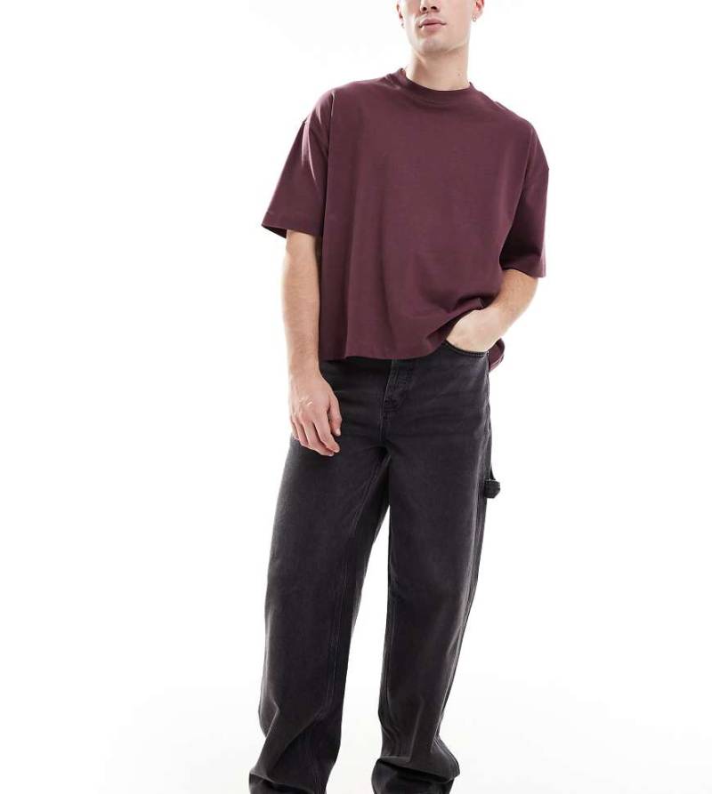 COLLUSION - x011 - Weite Carpenter-Jeans in verwaschenem Schwarz mit mittelhohem Bund von Collusion