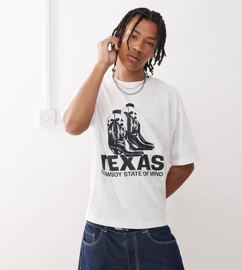 COLLUSION - Western - T-Shirt in Weiß mit Cowboy Texas-Grafikprint von Collusion