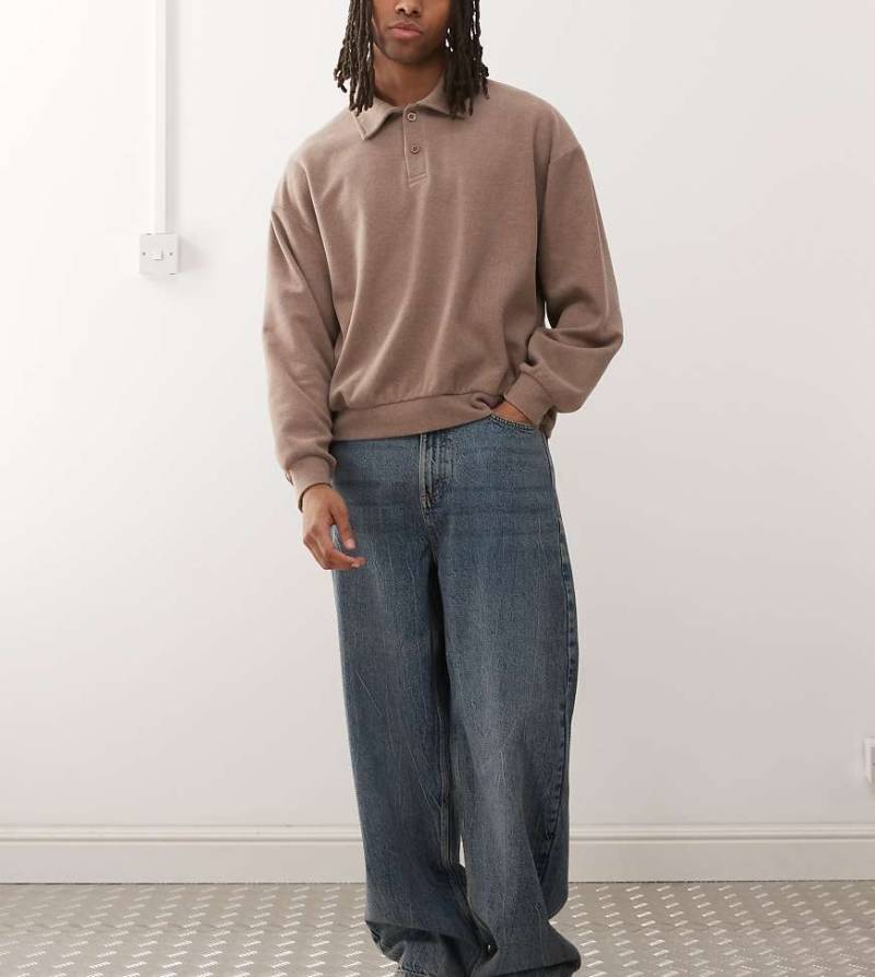 COLLUSION - X001 - Antifit-Jeans in blauer marmorierter Waschung mit mittelhohem Bund von Collusion