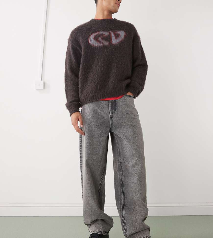 COLLUSION - X001 - Antifit-Jeans in grauer Waschung mit mittelhohem Bund von Collusion