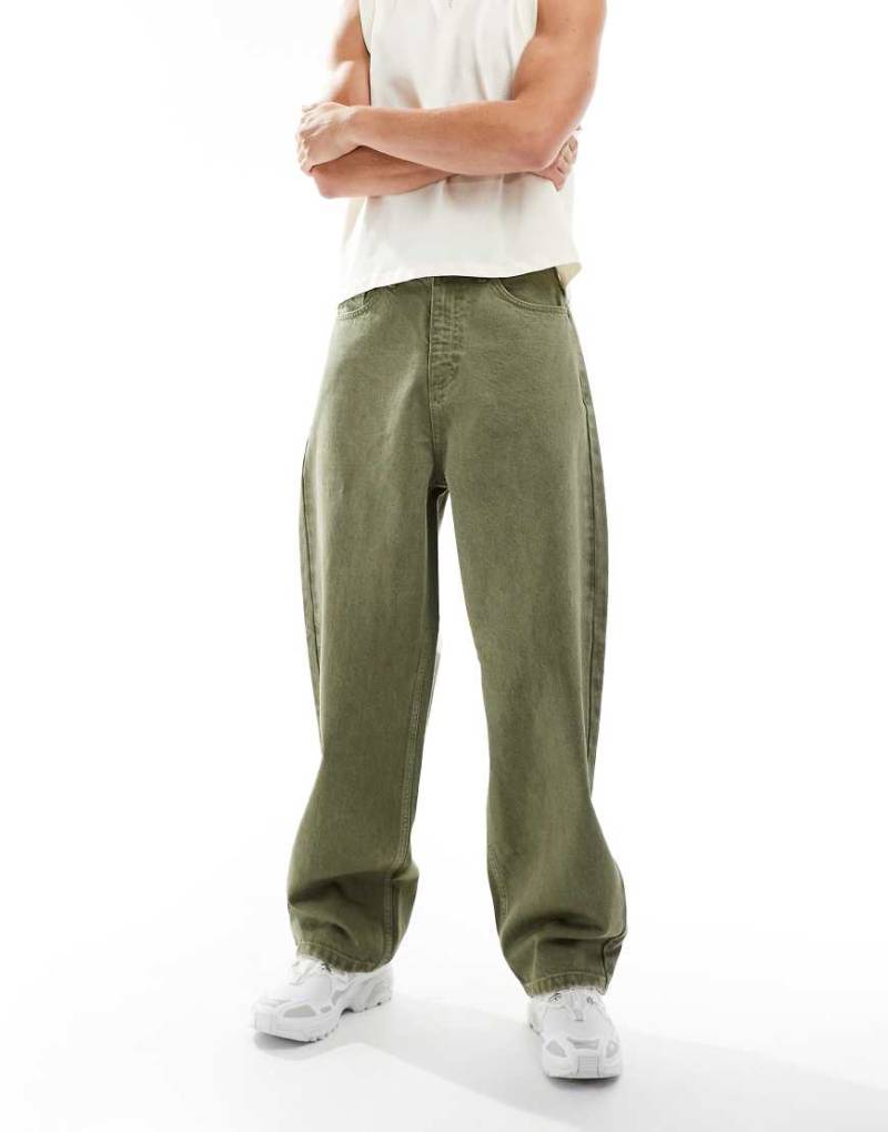 COLLUSION - X001 - Sehr weite Jeans in Khaki-Grün von Collusion
