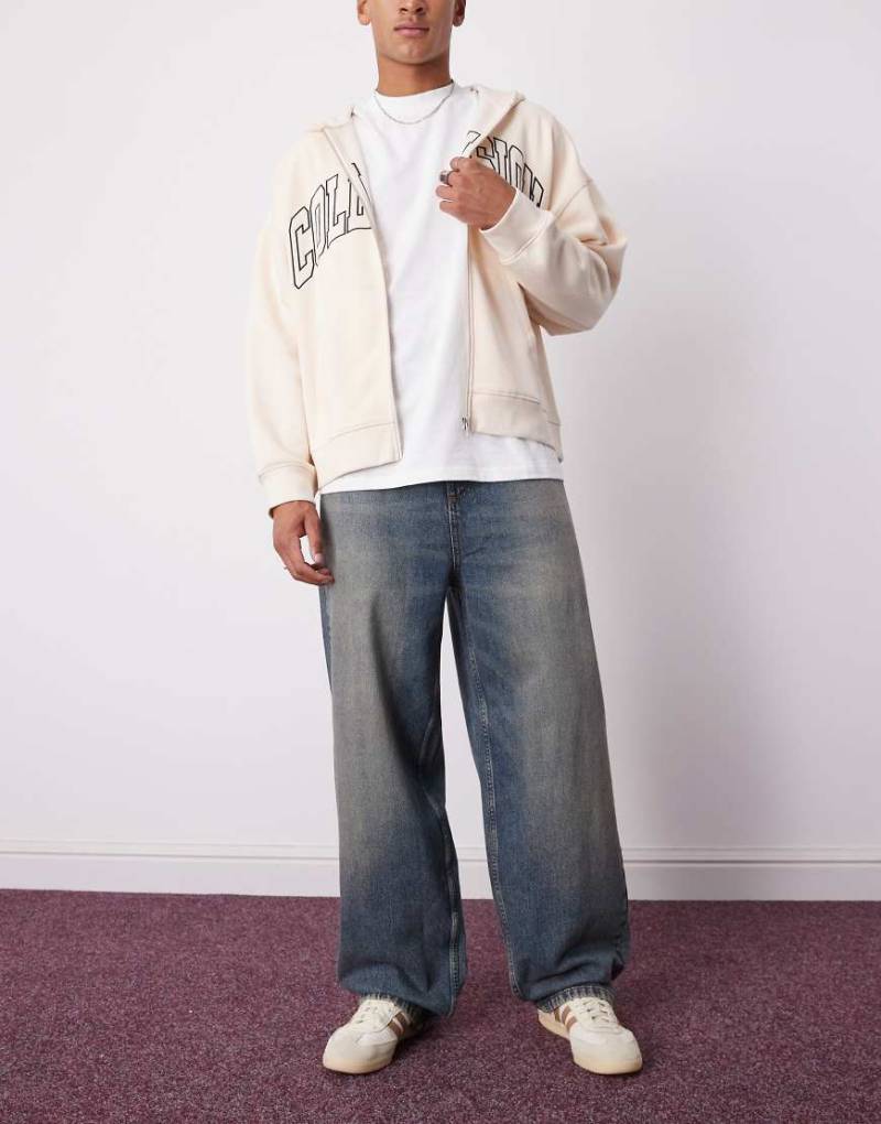 COLLUSION - X001 - Sehr weite Jeans in Stone-Waschung-Blau von Collusion