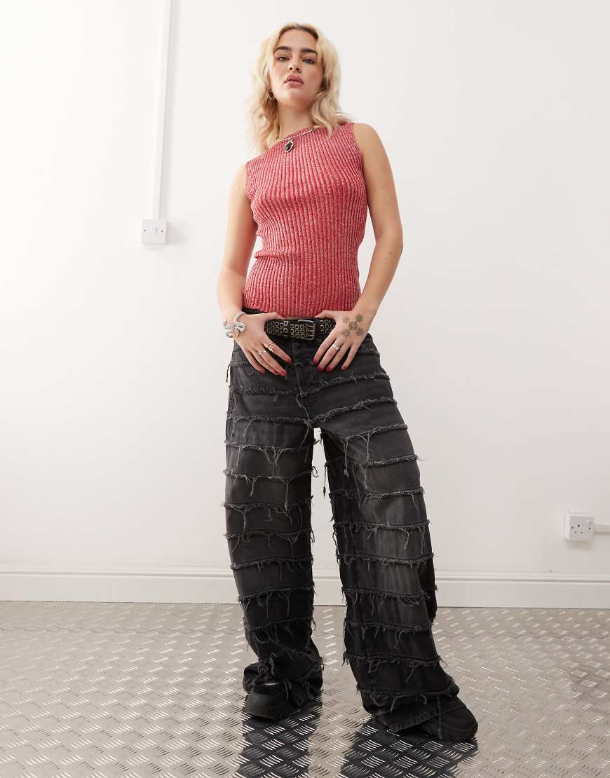 COLLUSION - X002 - Locker sitzende Jeans in Distressed-Grau von Collusion