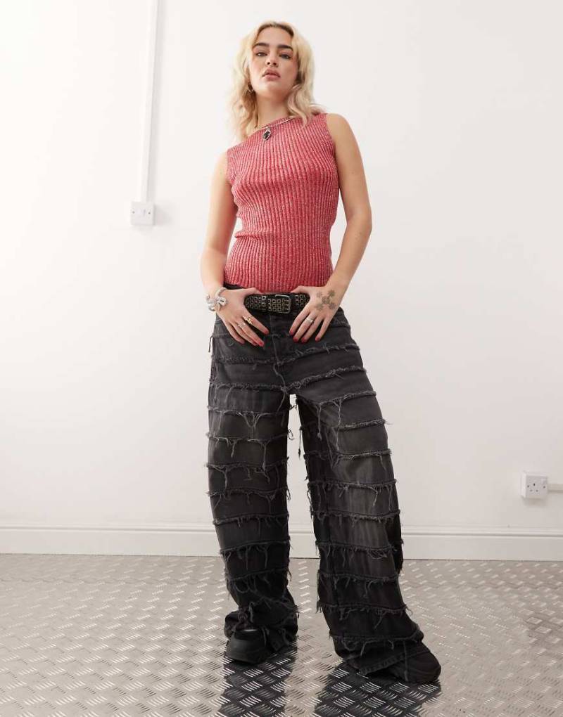 COLLUSION - X002 - Locker sitzende Jeans in Distressed-Grau von Collusion