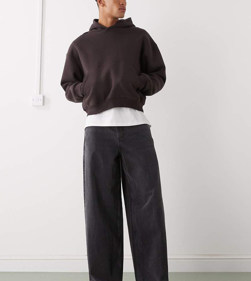 COLLUSION - X003 - Weit geschnittene Jeans in verwaschenem Schwarz mit mittelhohem Bund von Collusion