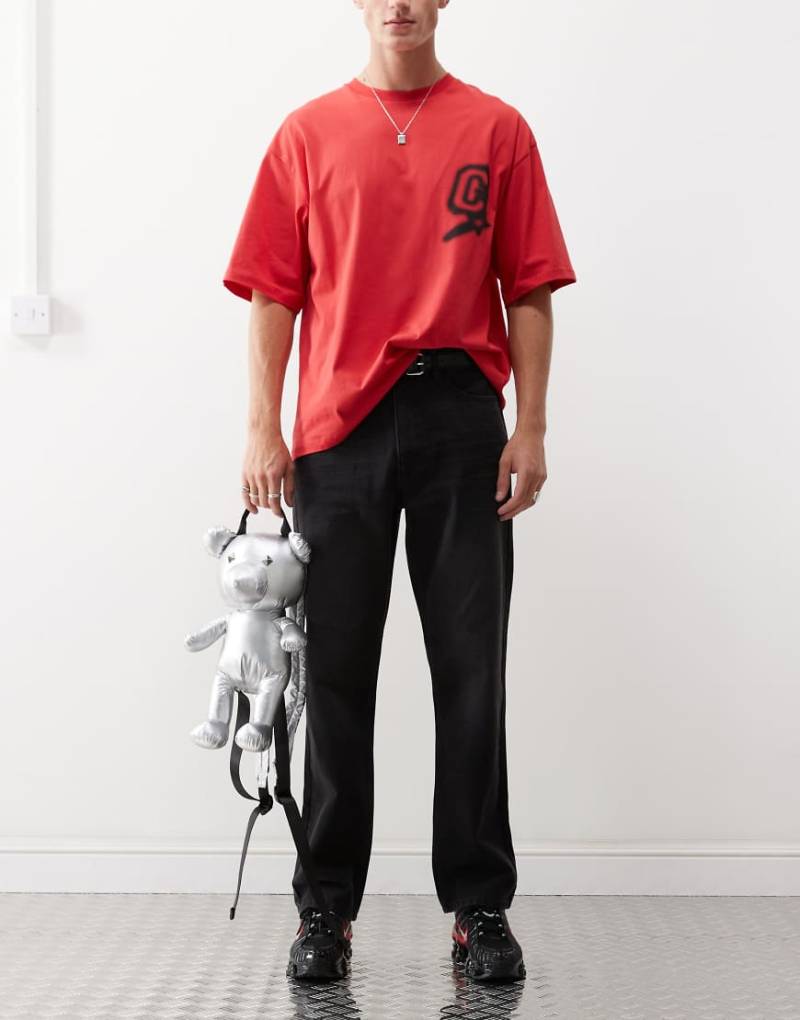 COLLUSION - X005 - Jeans in verwaschenem Schwarz mit geradem Schnitt von Collusion