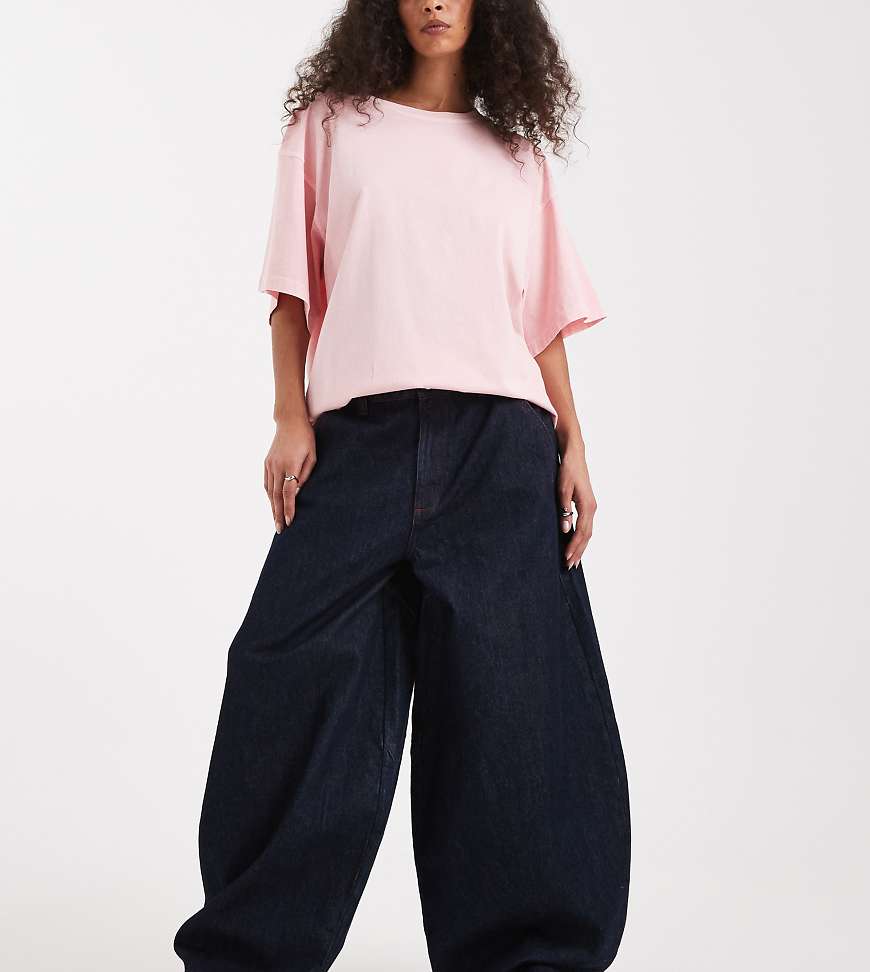 COLLUSION - X006 - Superweite Balloon-Jeans in Rinse-Waschung mit niedrigem Bund-Marineblau von Collusion