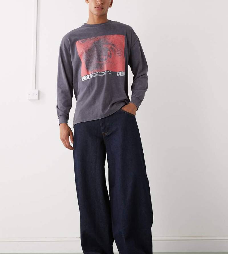 COLLUSION - X006 - Superweite Balloon-Jeans in Rinse-Waschung mit niedrigem Bund-Marineblau von Collusion