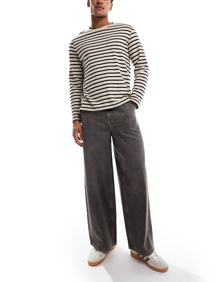 COLLUSION - x003 - Jeans mit weitem Bein in anthrazitfarbener Dirty-Waschung-Grau von Collusion