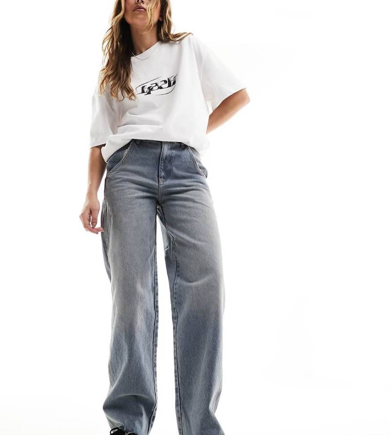 COLLUSION - x009 - Dad-Jeans in heller Waschung mit mittelhohem Bund-Blau von Collusion