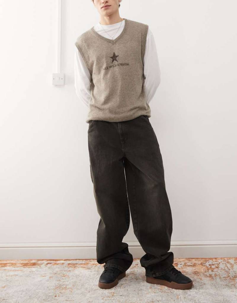 COLLUSION - x011 - Carpenter-Jeans in verwaschenem Schwarz von Collusion