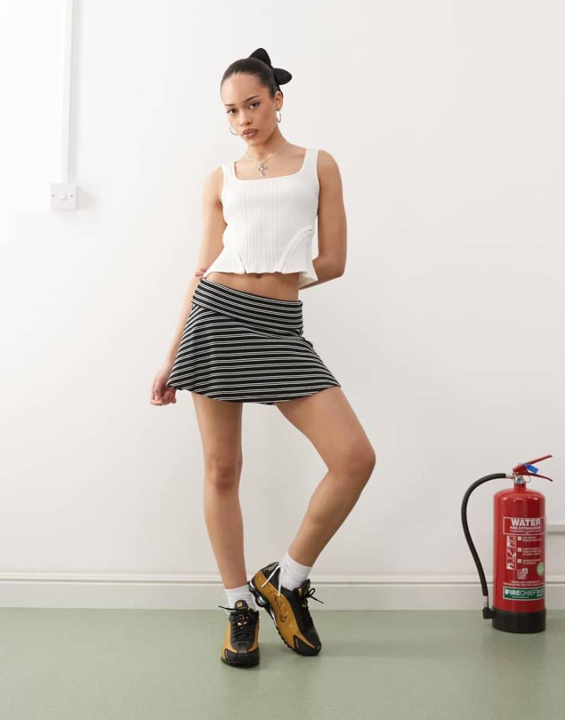 Collusion - Minirock mit Streifen und Foldover-Bund-Bunt von Collusion