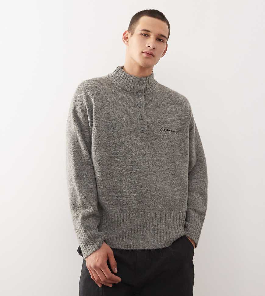 Collusion - Strickpullover in Grau mit Knöpfen von Collusion
