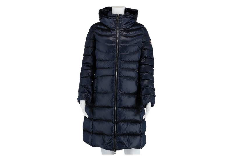 Colmar Daunenmantel in changierender Optik mit Krageneinsatz und fester Kapuze navyblau von Colmar