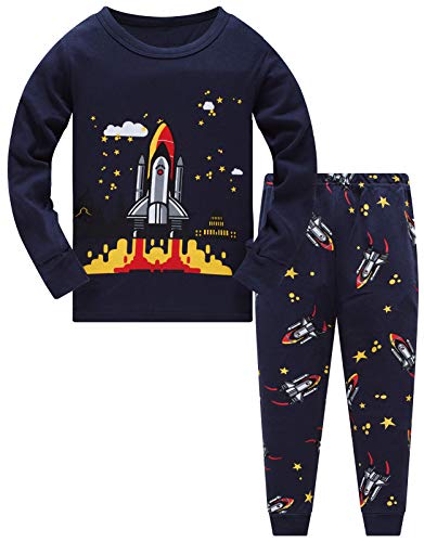 Colobe Jungen Schlafanzug Astronaut Hai Platz Langarm Zweiteilig Pyjama Kinder Baumwolle Schlafanzüge Set Winter Weihnachten Nachtwäsche Größe 1-12 Jahre von Colobe