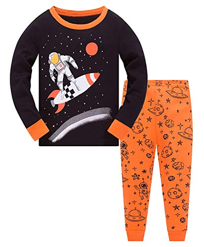Colobe Jungen Schlafanzug Astronaut Hai Platz Langarm Zweiteilig Pyjama Kinder Baumwolle Schlafanzüge Set Winter Weihnachten Nachtwäsche Größe 4-5 Jahre von Colobe
