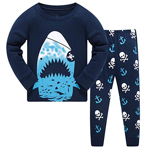 Colobe Jungen Schlafanzug Astronaut Hai Platz Langarm Zweiteilig Pyjama Kinder Baumwolle Schlafanzüge Set Winter Weihnachten Nachtwäsche Größe 4-5 Jahre von Colobe