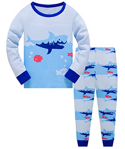 Colobe Jungen Schlafanzug Astronaut Hai Platz Langarm Zweiteilig Pyjama Kinder Baumwolle Schlafanzüge Set Winter Weihnachten Nachtwäsche Größe 4-5 Jahre von Colobe