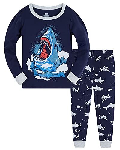 Colobe Jungen Schlafanzug Astronaut Hai Platz Langarm Zweiteilig Pyjama Kinder Baumwolle Schlafanzüge Set Winter Weihnachten Nachtwäsche Größe 4-5 Jahre von Colobe