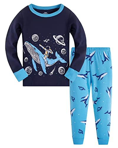 Colobe Jungen Schlafanzug Astronaut Hai Platz Langarm Zweiteilig Pyjama Kinder Baumwolle Schlafanzüge Set Winter Weihnachten Nachtwäsche Größe 6-7 Jahre von Colobe
