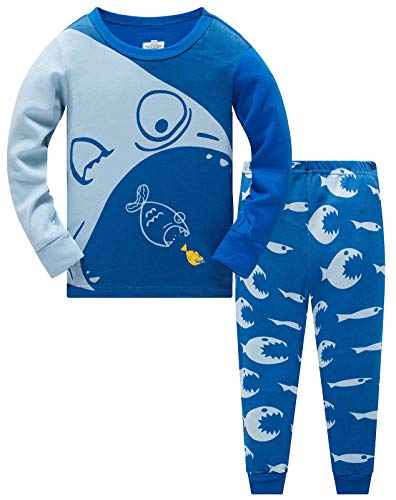 Colobe Jungen Schlafanzug Astronaut Hai Platz Langarm Zweiteilig Pyjama Kinder Baumwolle Schlafanzüge Set Winter Weihnachten Nachtwäsche Größe 7-8 Jahre von Colobe