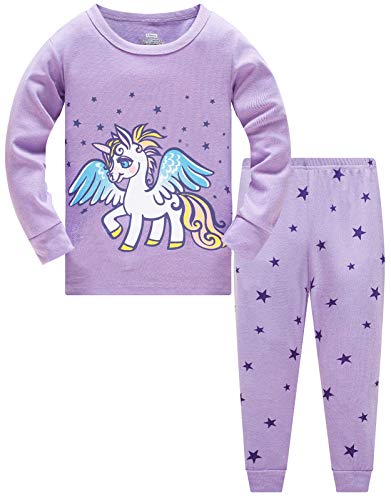 Colobe Mädchen Schlafanzug Baumwolle Einhorn Langarm Zweiteiliger Schlafanzüge Set Süß Panda Kinder Nachtwäsche Winter Weihnachten Pyjama Größe 1-2 Jahre von Colobe