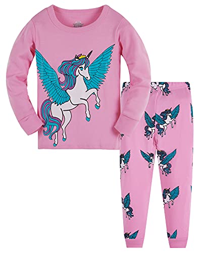 Colobe Mädchen Schlafanzug Baumwolle Einhorn Langarm Zweiteiliger Schlafanzüge Set Süß Panda Kinder Nachtwäsche Winter Weihnachten Pyjama Größe 1-2 Jahre von Colobe