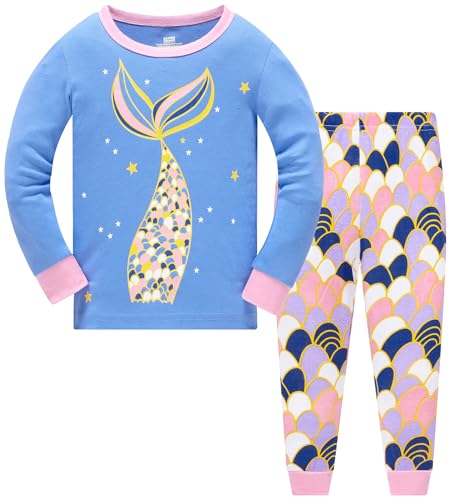 Colobe Mädchen Schlafanzug Baumwolle Einhorn Langarm Zweiteiliger Schlafanzüge Set Süß Panda Kinder Nachtwäsche Winter Weihnachten Pyjama Größe 11-12 Jahre von Colobe