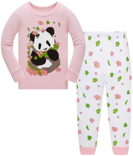 Colobe Mädchen Schlafanzug Baumwolle Einhorn Langarm Zweiteiliger Schlafanzüge Set Süß Panda Kinder Nachtwäsche Winter Weihnachten Pyjama Größe 5-6 Jahre von Colobe