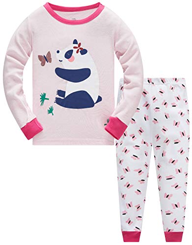 Colobe Mädchen Schlafanzug Baumwolle Einhorn Langarm Zweiteiliger Schlafanzüge Set Süß Panda Kinder Nachtwäsche Winter Weihnachten Pyjama Größe 5-6 Jahre von Colobe