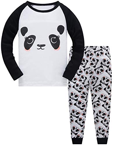 Colobe Mädchen Schlafanzug Baumwolle Einhorn Langarm Zweiteiliger Schlafanzüge Set Süß Panda Kinder Nachtwäsche Winter Weihnachten Pyjama Größe 5-6 Jahre von Colobe
