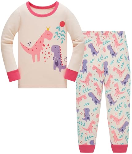 Colobe Mädchen Schlafanzug Baumwolle Einhorn Langarm Zweiteiliger Schlafanzüge Set Süß Panda Kinder Nachtwäsche Winter Weihnachten Pyjama Größe 6-7 Jahre von Colobe