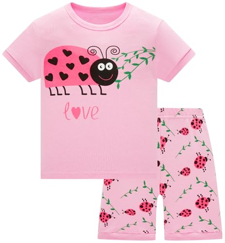 Colobe Mädchen Schlafanzug Kurz Einhorn Kurzer Pyjamas Baumwolle Zweiteiliger Sommer Schlafanzüge Set Kinder Nachtwäsche Größe 7-8 Jahre von Colobe