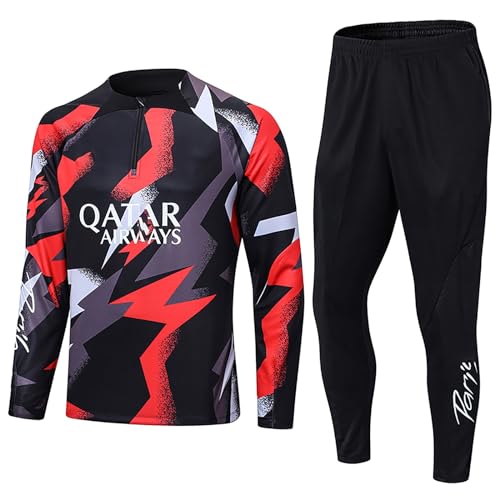 Paris Fußball Trainingsanzug,fußballclub Herren Langarm-Sportbekleidung,lauftrainingsanzug Atmungsaktives Sporttraining Fitness Trainingsanzug Jogginghose Jogginganzug (Color : 66, Size : Kid10) von Cololuck