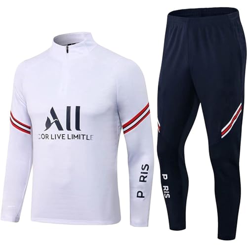 Paris Fußball Trainingsanzug,fußballclub Herren Langarm-Sportbekleidung,lauftrainingsanzug Fußball Atmungsaktives Sporttraining Fitness Trainingsanzug Jogginghose Jogginganzug (Color : 1, Size : KID von Cololuck