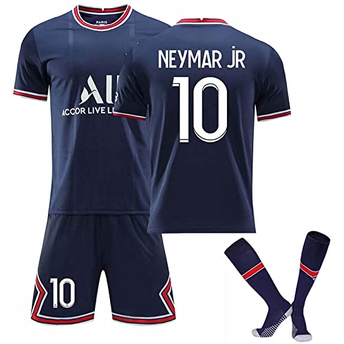 Paris Jersey Set Fußballtrikot Für Kinder/Erwachsene, Nr. 30 Nr. 10 Nr. 7 Blau Weiß Sporttraining T-Shirts Shorts Und Stutzen Fußballtrikot Kinder Jungen Sporthose Sommer Herbst (Color : P, Size von Cololuck