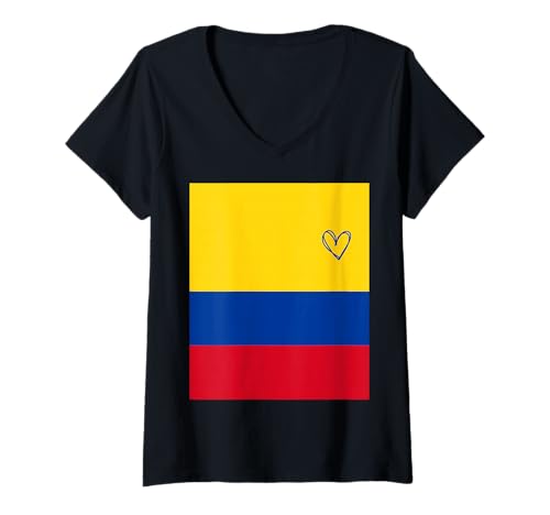 Damen Kolumbien Flagge Kolumbian Heart Proud Heritage T-Shirt mit V-Ausschnitt Damen Kolumbien Flagge Kolumbian Heart Proud Heritage T-Shirt mit V-Ausschnitt von Colombia Flag Colombian Heart Proud Heritage Gifts