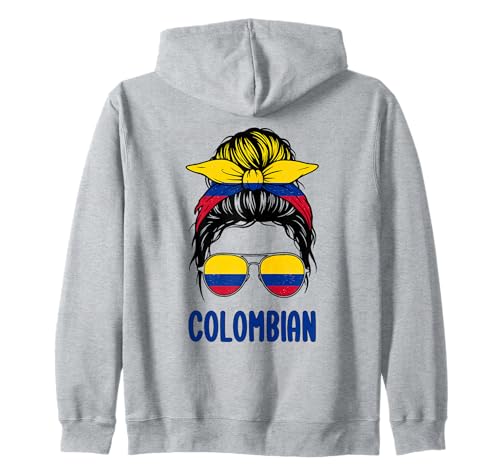 Kolumbien-Flagge, unordentliches Haar, hispanisches Erbe, kolumbianisches Mädchen Kapuzenjacke von Colombia Flag Gifts For Girl Colombian Women Shirt