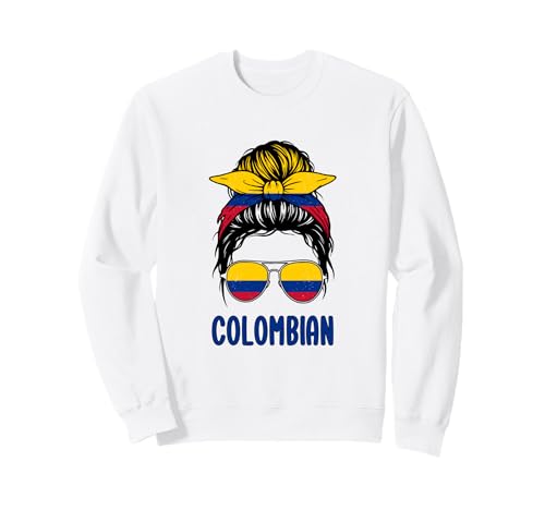 Kolumbien-Flagge, unordentliches Haar, hispanisches Erbe, kolumbianisches Mädchen Sweatshirt von Colombia Flag Gifts For Girl Colombian Women Shirt