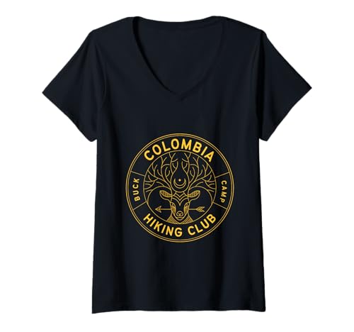 Damen Kolumbien Wanderclub Reise Urlaub T-Shirt mit V-Ausschnitt Damen Kolumbien Wanderclub Reise Urlaub T-Shirt mit V-Ausschnitt von Colombia Outfit Buck Camp Outdoors T-Shirts