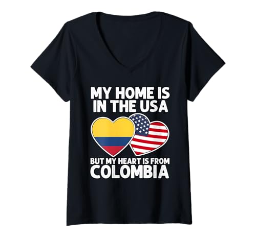 Damen My Home USA My Heart Kolumbien Kolumbien Amerikanische Stolz Flagge T-Shirt mit V-Ausschnitt Damen My Home USA My Heart Kolumbien Kolumbien Amerikanische Stolz Flagge T-Shirt mit V-Ausschnitt von Colombia Pride Flag Apparel