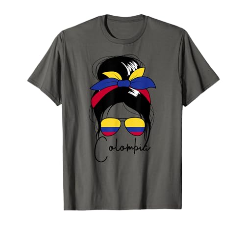 Kolumbien Messy Bun Woman Kolumbianische Damen Kolumbien T-Shirt von Colombia Roots Co.