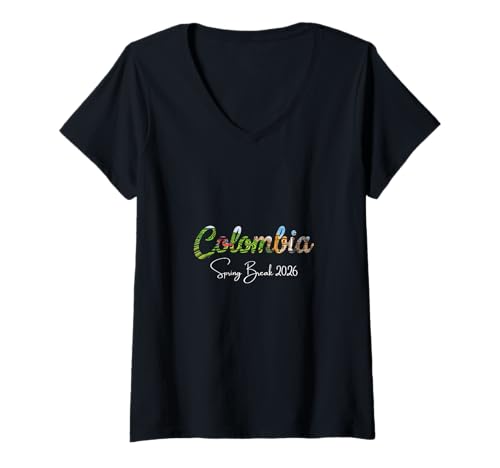 Damen Kolumbien Spring Break 2025 Urlaubsreisen T-Shirt mit V-Ausschnitt Damen Kolumbien Spring Break 2025 Urlaubsreisen T-Shirt mit V-Ausschnitt von Colombia Spring Break Clothes T-Shirts