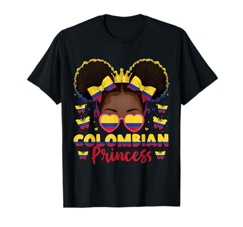 Kolumbianische Prinzessin Kolumbianische Flagge Afro Kolumbianisches Mädchen Damen T-Shirt von Colombia for Girls and Women Colombian Outfit