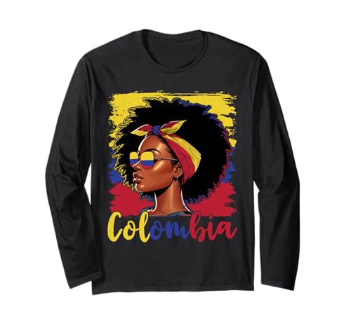 Kolumbianisches Mädchen Kolumbien Flagge Stolze Afro Kolumbianische Frauen Langarmshirt Kolumbianisches Mädchen Kolumbien Flagge Stolze Afro Kolumbianische Frauen Langarmshirt von Colombia for Girls and Women Colombian Outfit