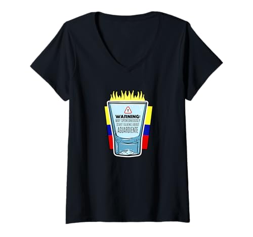Damen May Spontan Start Talking About Aguardiente Colombia T-Shirt mit V-Ausschnitt Damen May Spontan Start Talking About Aguardiente Colombia T-Shirt mit V-Ausschnitt von Colombian Guaro Designs For Latin People