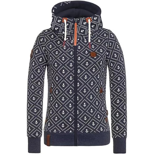 Coloody Damen Kapuzenpullover Winter Langarm Hoodie Rollkragenpullover Drucken Sweatshirt Outwear mit Kapuze mit Reißverschluss von Coloody